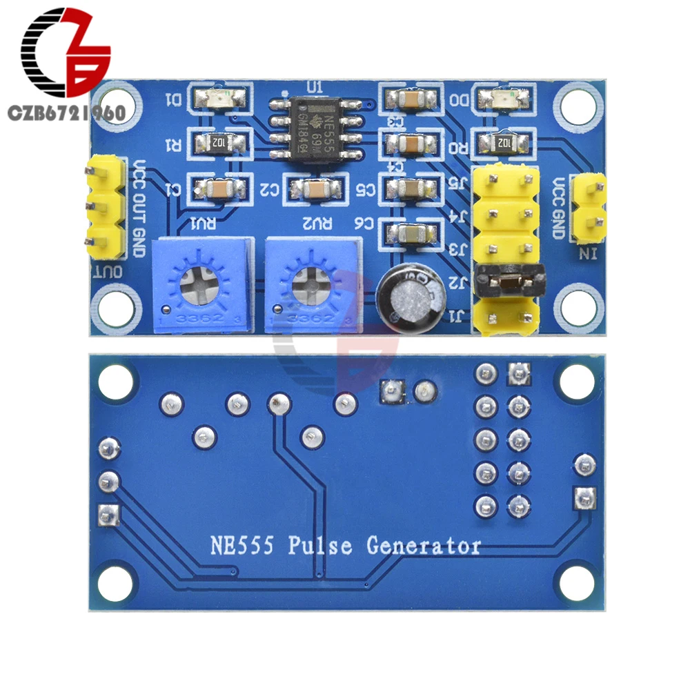 NE555 импульсный генератор, 5 в постоянного тока, 5 диапазонов, 0,6 Гц-180 кГц, генератор сигналов, квадратная волна, регулируемый Рабочий цикл, светодиодный индикатор