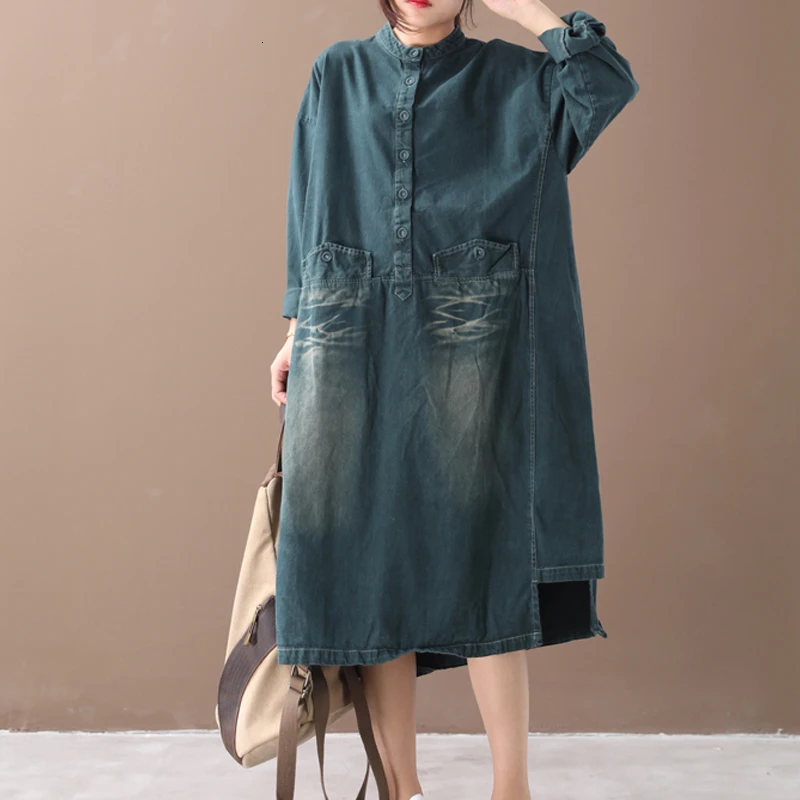 Skup Max LuLu 2019 moda koreański styl panie Punk ubrania damskie długie ponadgabarytowych jesień Denim sukienki w stylu Vintage Streetwear Plus rozmiar