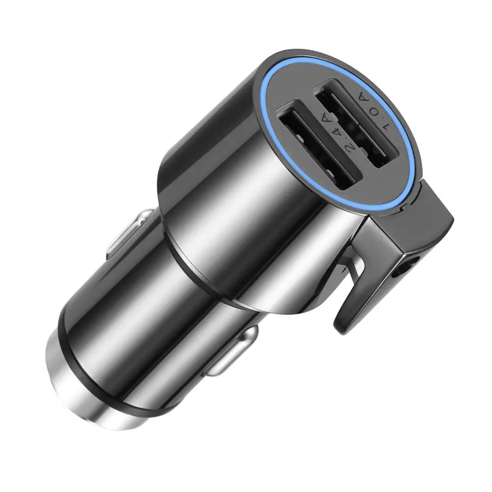 

3 In 1 Quick Charger Dual USB Car Charger Seat Belt Cutter Emergency Hammer Glass Breaker Razor Sharp