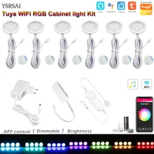Wifi tuya APP remote control RGB LED Under Cabinet Lighting Dimming Kitchen Counter Furniture Lighting Kit For Alexa Google Home