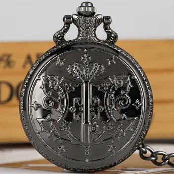 

Black Butler Theme Pocket Watch for Boys Animation Derivatives Bronze Necklace Pendant Watches Gift for Men Drop Shipping