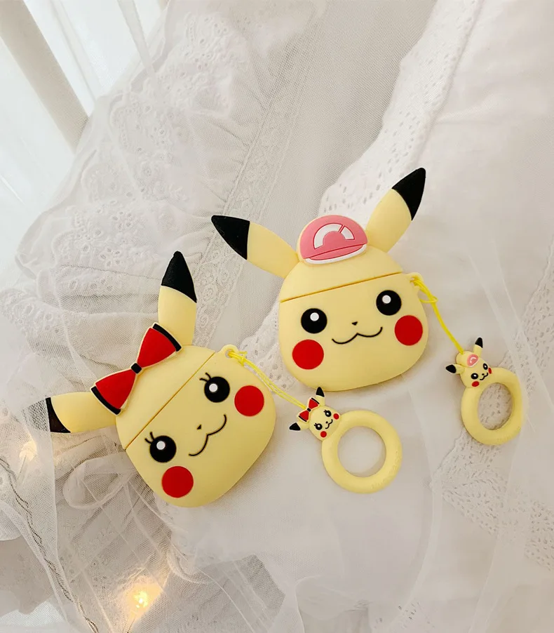 

Silicone Full Covers For Airpods Case Wireless Bluetooth Headset Set 3D Cartoon For Airpods Protective Cover Yellow