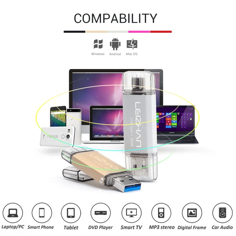 OTG флеш накопитель USB 3 0 Type C + Micro Pen Drive 512 ГБ 256 128 Гб 64 32 16 карта памяти Флешка для