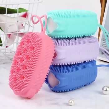 

Double-sided Soft Silicone Bath Brushes Massage Scrub Gloves Body Brush for Cellulite Multi Function Baby Bathing Tools