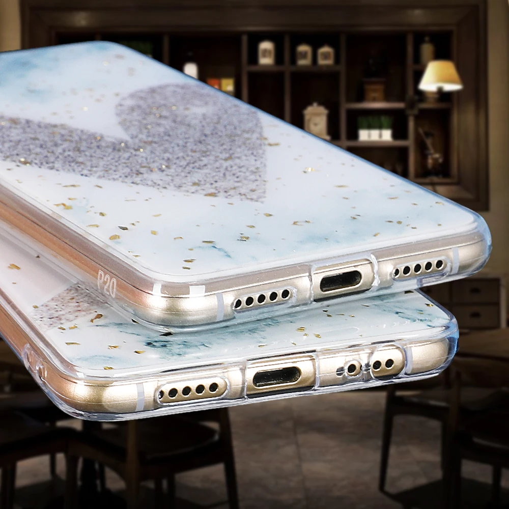 Роскошный lovecom комбинированный мраморный чехол для телефона huawei P20 P30 Pro Lite mate 20 Pro Lite золотой порошок мягкая эпоксидная задняя крышка для телефона