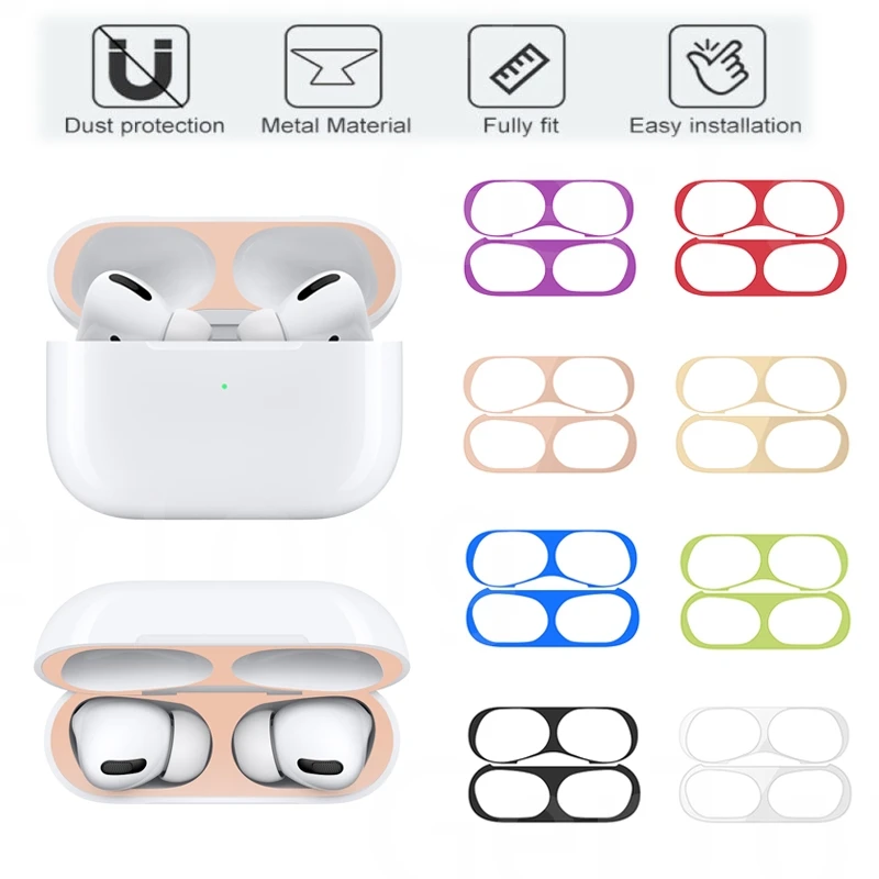 Metal Dust Guard Sticker Case for Apple Airpods Pro Earphone Cover 3 Air Pods 2 Headphone Charging Box Accessories | Электроника