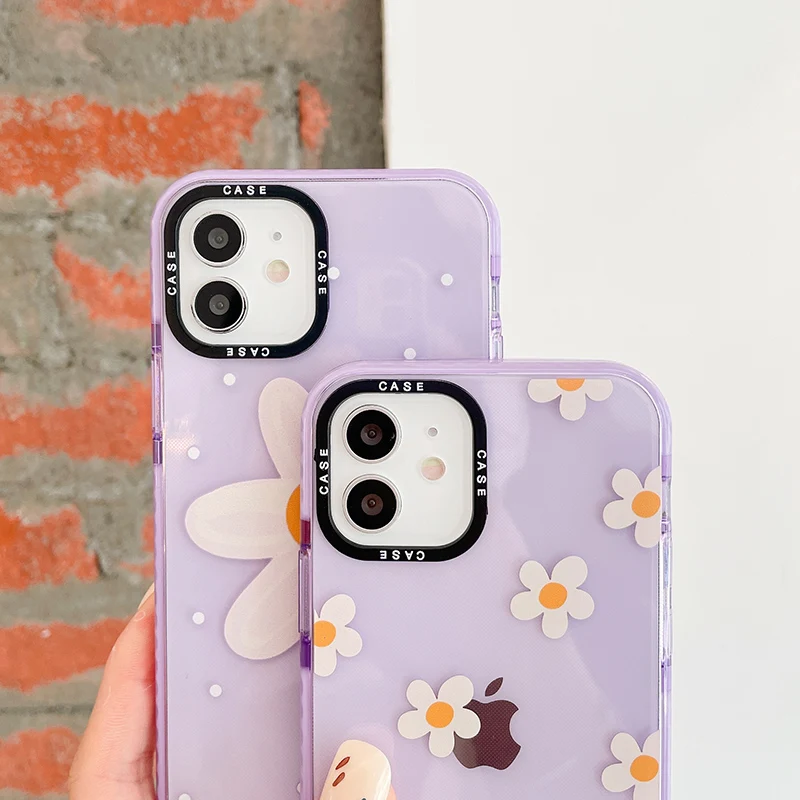 Summer Purple Flowers Phone Case For Iphone 11 12 Pro Max Xs Xr X 7 8 Plus Se Shockproof Clear Tpu Back Cover Mobile Phone Cases Covers Aliexpress
