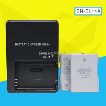 

2pc EN-EL14A ENEL14 EN EL14A Camera Battery For Nikon D5500 D5300 D5200 D3200 D3300 D5100 P7800 P7700 With MH-24 charger