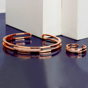 

BrideTalk Personalize Luxury Simple Initial Knot Open Cuff Bangles/Bracelets For Women Wedding Full Zircon Dubai Bridal Jewelry