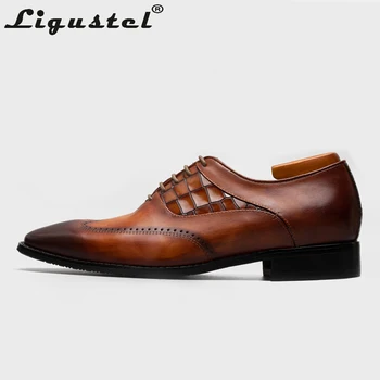 

Shoes For Men Patina Leather Brown Shoes Fashion Luxly Goodyear Wedding Office Designer Shoes Handmade Red Bottom Free Shipping
