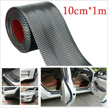 

10CM*1M Bumper Strip Trunk Anti-scratch Accessories Car Carbon Fiber Rubber Door