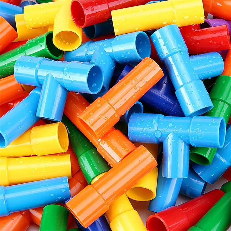 В переменного тока, 50-110 шт./компл. DIY водопровод строительные блоки Сборка игрушки для детей туннель из труб блок модель игрушки совместимая блоки