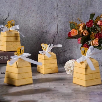 

Holiday Wedding candy box 50pcs Sweets Candies Paper Bow Storage Holder