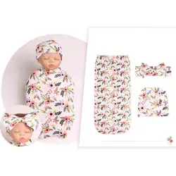 Новорожденный ребенок пеленка для младенцев обертывание спальный мешок колпачок повязка на голову набор подарков