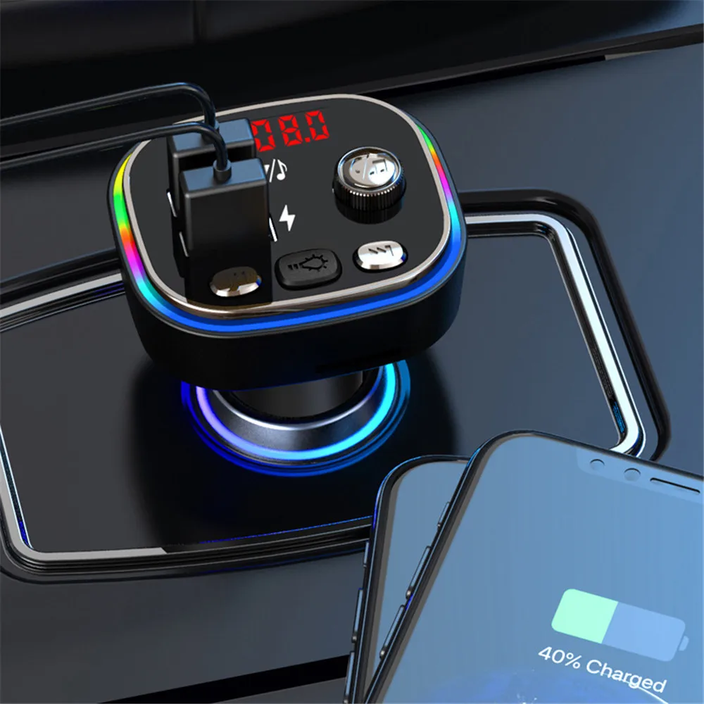 Transmetteur FM de voiture C20, allume-cigare Laguna pour touristes,  chargeur rapide USB 5V 3.1A, lecteur audio Bluetooth avec lumières  colorées, lecteur MP3 - AliExpress