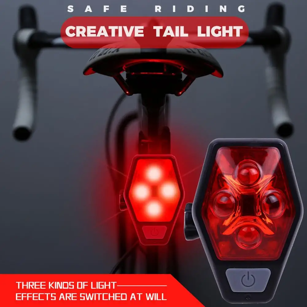 4 Modes USB Rechargeable Bike Tail Light Bicycle MTB Cycling Warning Rear Lamp