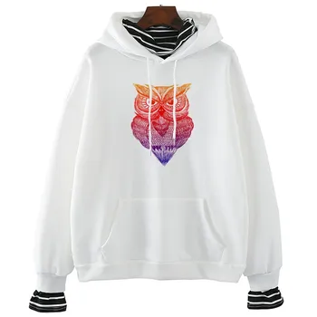 

Gradient Owl Women Hoodie Funny Femme Pullover Fashion Ulzzang Long Sleeve Female Harajuku Sweatshirt Oversized