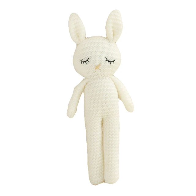 New Handmade Rabbit Crochet Wool Doll Animal Stuffed Plush Toy Baby Soothing Baby Sleeping Plush Toy Gifts for Kids Birthday