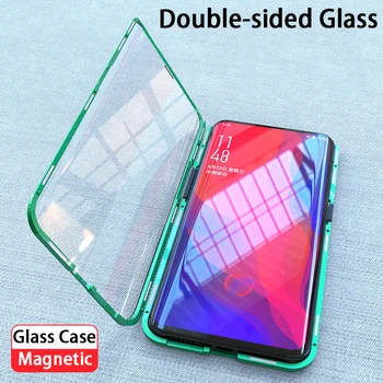 

3D Double Tempered Glass Case for Oppo A11 A11X A3s A5 A9 2020 A5s A7 Realme Q 5 X2 Pro Reno Ace F9 V17 Pro Y3 Y17 Magnetic case