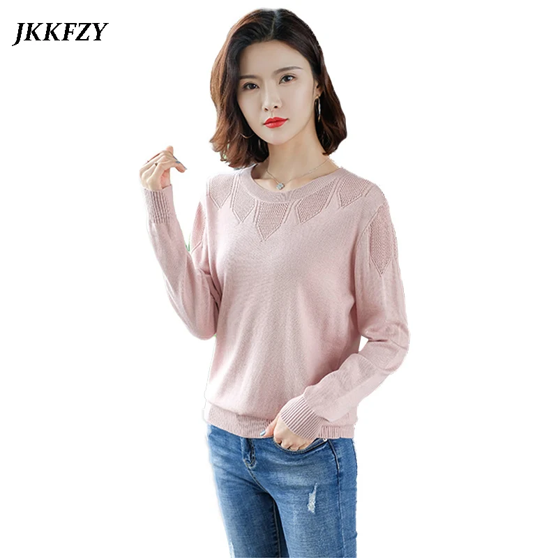 

Autumn Winter New Women Pullover Solid Color O-Neck Loose Casual Sweater Ladies' Elegant Tops