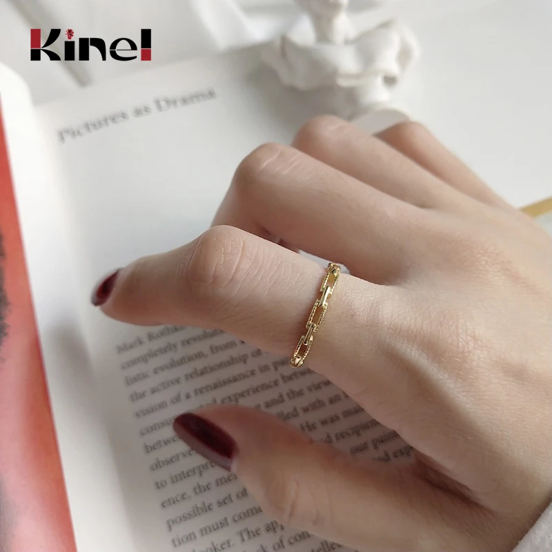 Женские прямоугольные кольца Kinel из стерлингового серебра 925 пробы с пряжкой