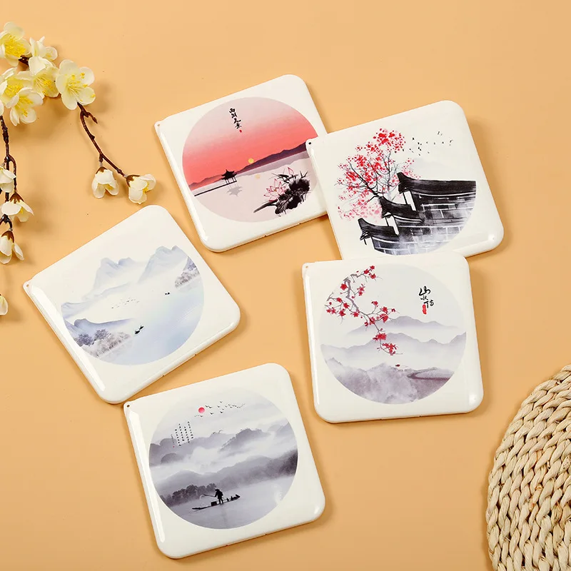 

Chinese style landscape mask box Outdoor travel Mask storage Case Masks storage containers Student mask holder home organizer