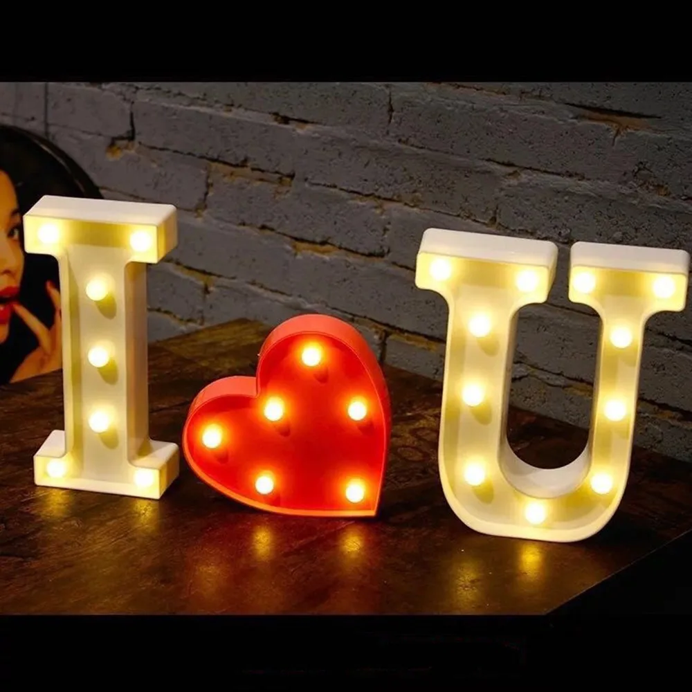 Creative 3d Letter Number Led Light Alphabet Sign Indoor Wall Hanging Night Lamp Decoration Valentine's Day Gift | Лампы и