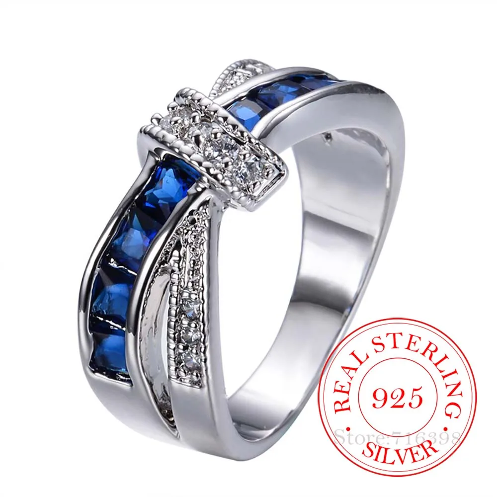 100% 925 Sterling Silver Jewelry Vintage Purple Crystal Couple's Wedding Silver Rings for Women Men Fashion Anel De Prata Bijoux - Image 6