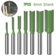 

7Pcs/set 6mm Shank Single Double Flute Straight Router Tungsten Carbide Router Bit Milling Cutter For Woodworking Tool