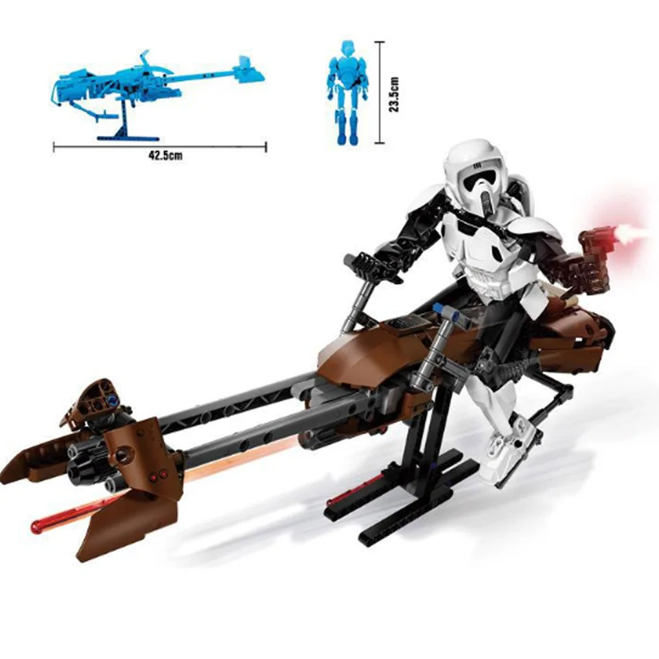

NEW 321 452pcs StarWars Imperial Storm Scout Troopers Speeder Bike Building Block Compatible legoinglys Blocks 75532 Brick Toys