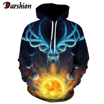 

Christmas 3D Deer Printed Hoodie Men Women Autumn Winter Hooded Sweatshirt Pullover with Pocket Hip Hop Clothing Plus Size 4XL