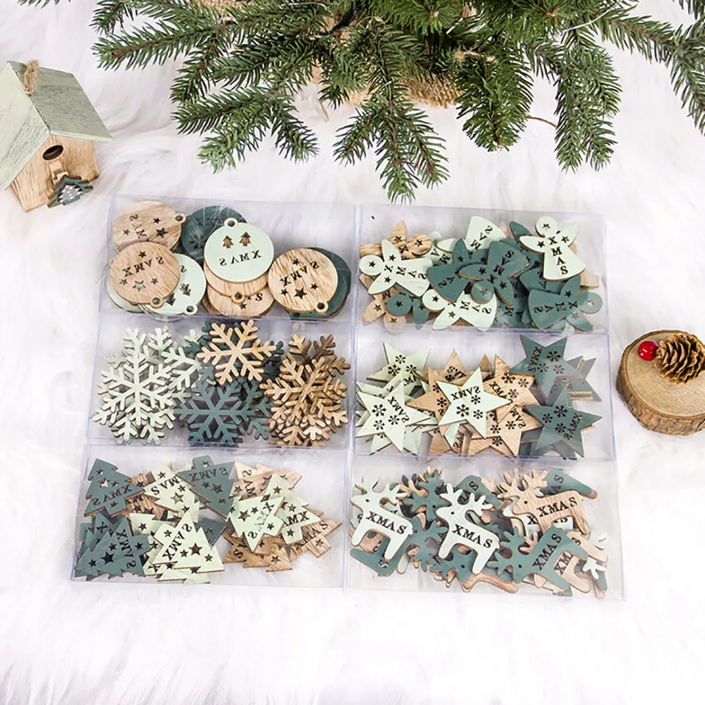 24 шт./партия винтажные рождественские деревянные подвески украшения DIY поделки