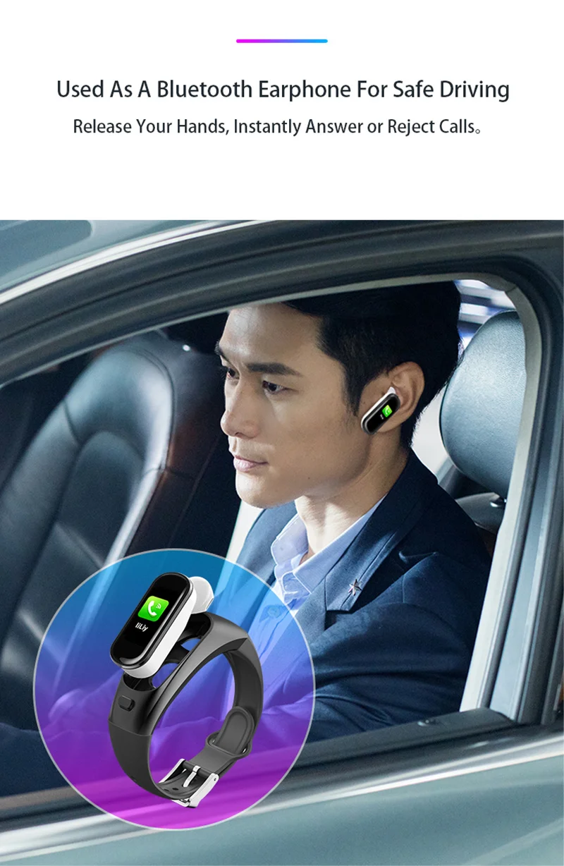 H109 Bluetooth умные часы 2в1 гарнитура для громкой связи для Android IOS IPhone дистанционный фотографический браслет пульсометр Спорт