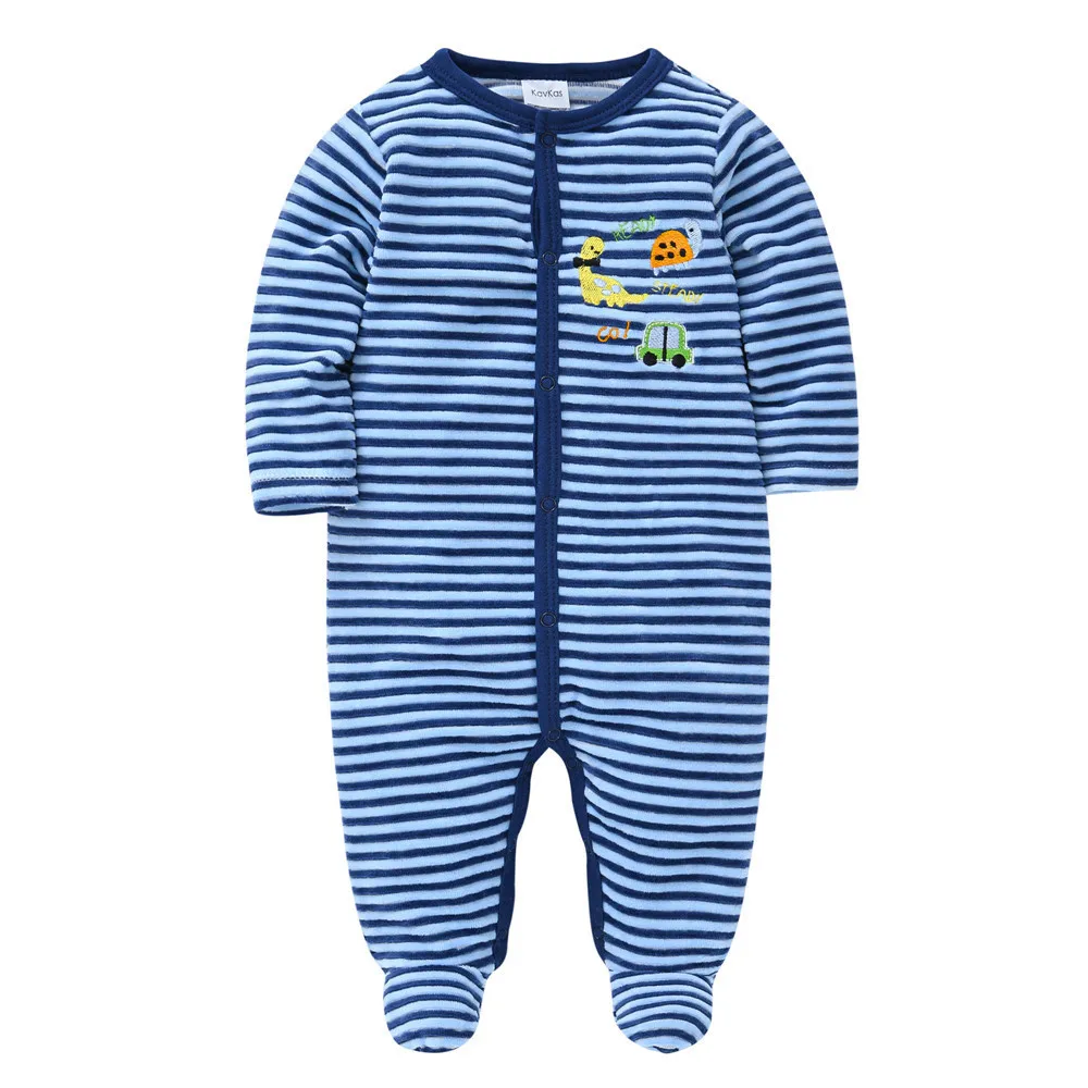 Kavkas Baby Girls Footies Long Sleeve bebes O-Neck Clothing 0-24M Winter Velvet Newborn Pajamas Baby Clothes roupa de bebe