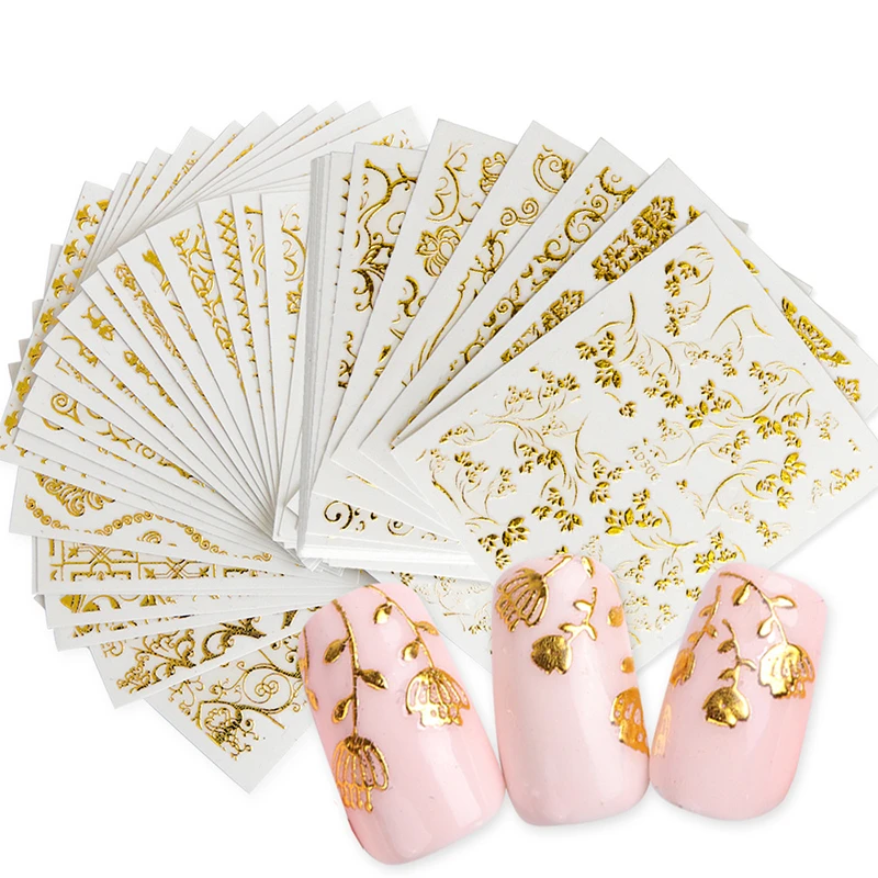 20pcs Water Nail Sticker Gold Flower Vine Diamond Necklace Art Decals Sets | Красота и здоровье