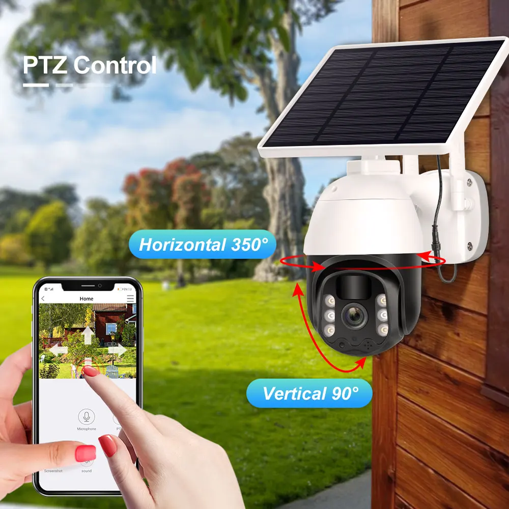 Caméra de Surveillance solaire PTZ IP WiFi hd 4MP/8MP/4K, dispositif de  sécurité sans fil, avec batterie rechargeable 7800mAh, ICsee，camera solaire  wifi exterieur sans fil，caméra extérieure solaire wifi，camera exterieu -  AliExpress