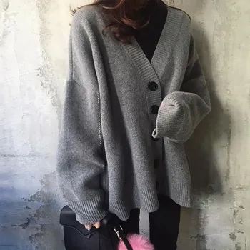 

Sexy Batwing Sleeve Knitting Cardigan Sweater V-Neck Women Vintage Autumn Winter Sweater Loose Plus Size Tops