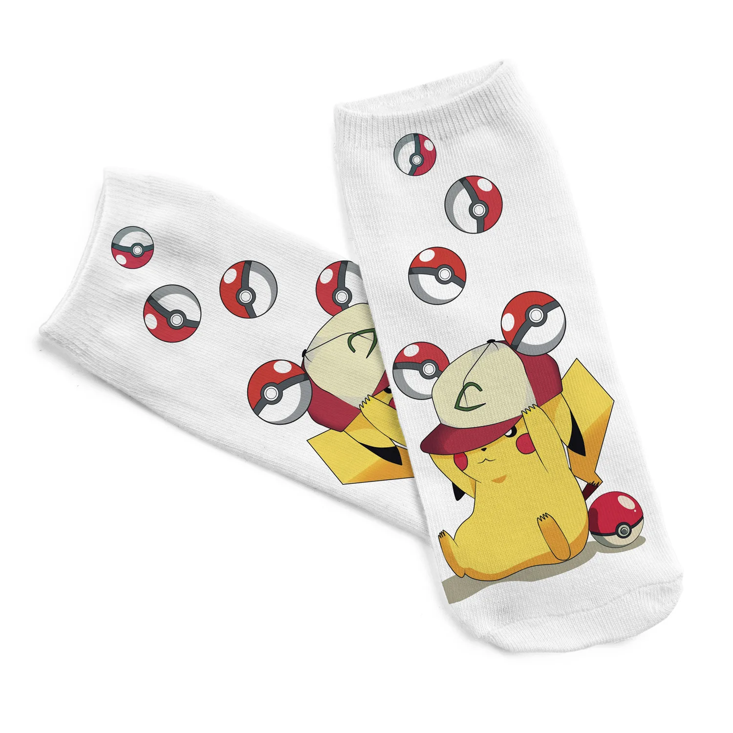 Kawaii Pokemon Poke шарик Пикачу девушка хлопковые носки забавные женские милые носки японский мультфильм печатных мальчик короткие носки