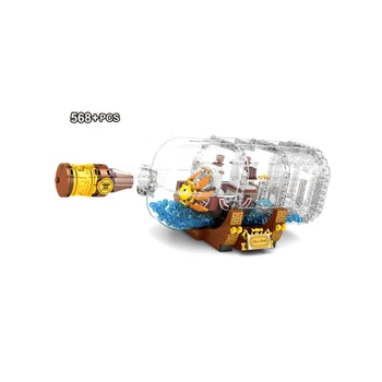 

Japan Anime one piece THOUSAND SUNNY pirate ship in bottle building block monkey luffy nami zoro chooper figures toys collection