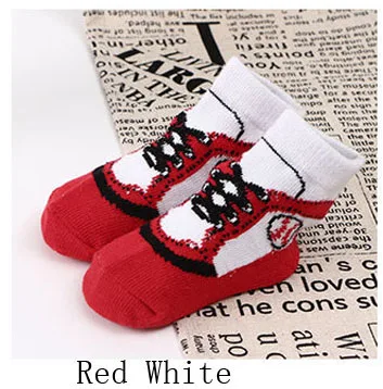 Red White Nnew спортивные стильные хлопковые детские носки для малышей носки для новорожденных мальчиков и девочек от 0 до 12 месяцев - Цвет: Red White