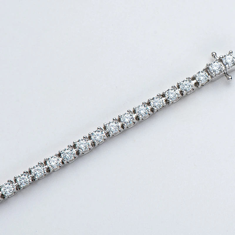 OEVAS 100% 925 Sterling Silver 3MM Real Moissanite Champagne Aquamarine Bracelet For Women Sparkling Wedding Party Fine Jewelry