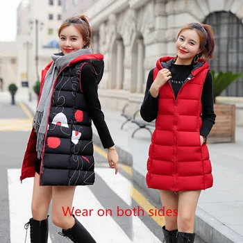 

Autumn And Winter New Double-Sided Cotton Vest,Hooded Jacket Vest ,Size Women's Vest, , Women's Slim Vests, Zipper Vest，CH767