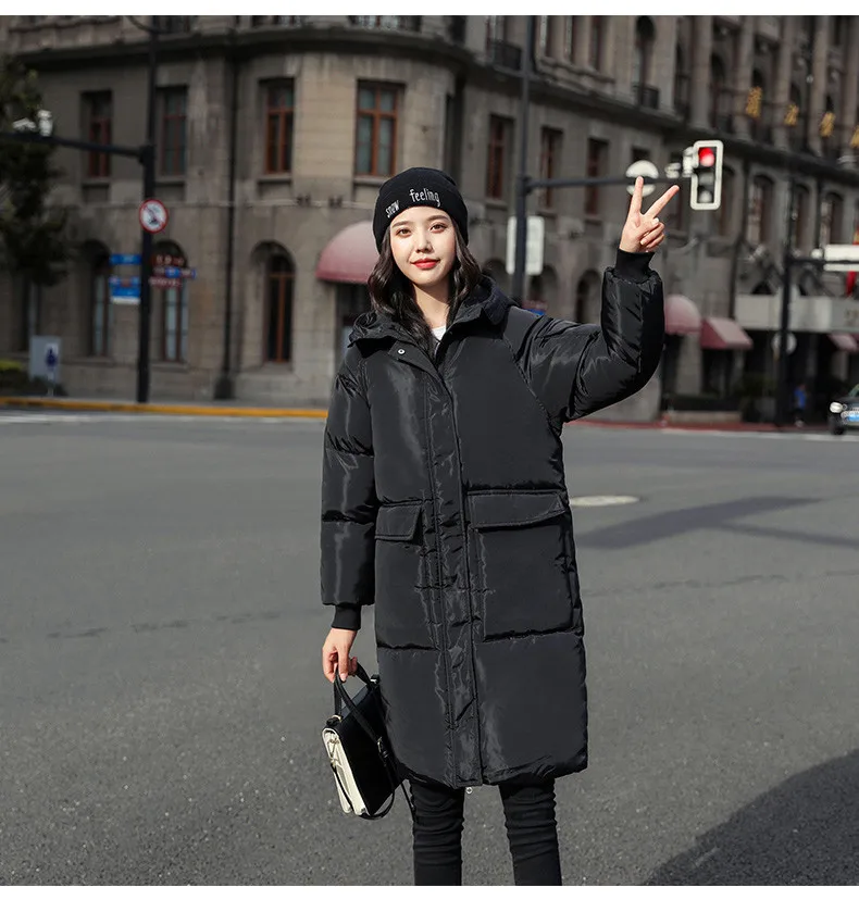 Long Parkas Female Women Winter Coat Thick Warm Cotton Hooded Basic Jacket Womens Winter Outerwear chaqueta mujer