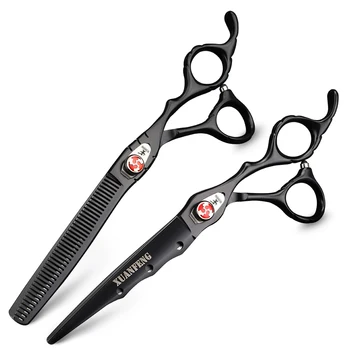 

7 Inch Professional Hairdressing Scissors Black Cutting Scissors Thinning Barber Salon Tools Kit Shear for Hairdresser