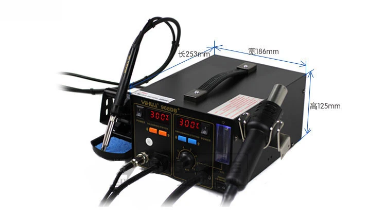 720 Вт YIHUA 968DB+ SMD паяльная станция, пистолет горячего воздуха и паяльник 2 в 1 паяльная станция