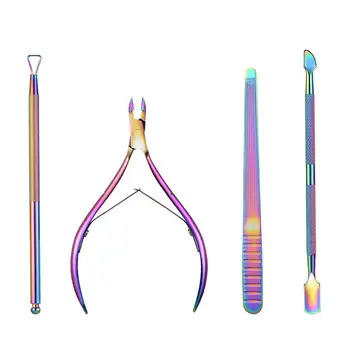 

Stainless Steel Manicure Tools Set with Dead Skin Scissors Nail Polish Remover Plane Dead Skin Push Nail File