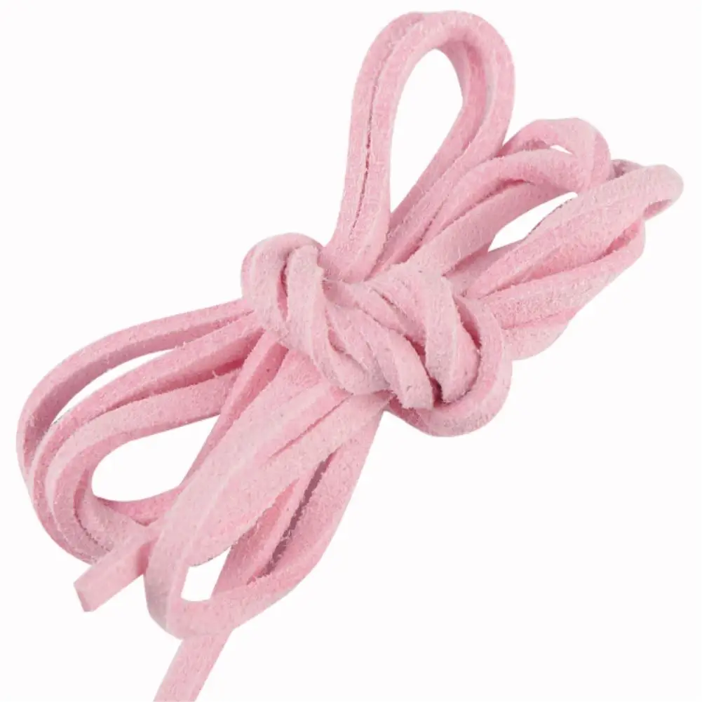 pink Плетенный, макраме кожаных шнуров из искусственной замши, "сделай сам" для Бисер браслет ювелирных изделий плоские нити гирлянды СВЕТОДИОДНЫЕ веревки - Цвет: pink