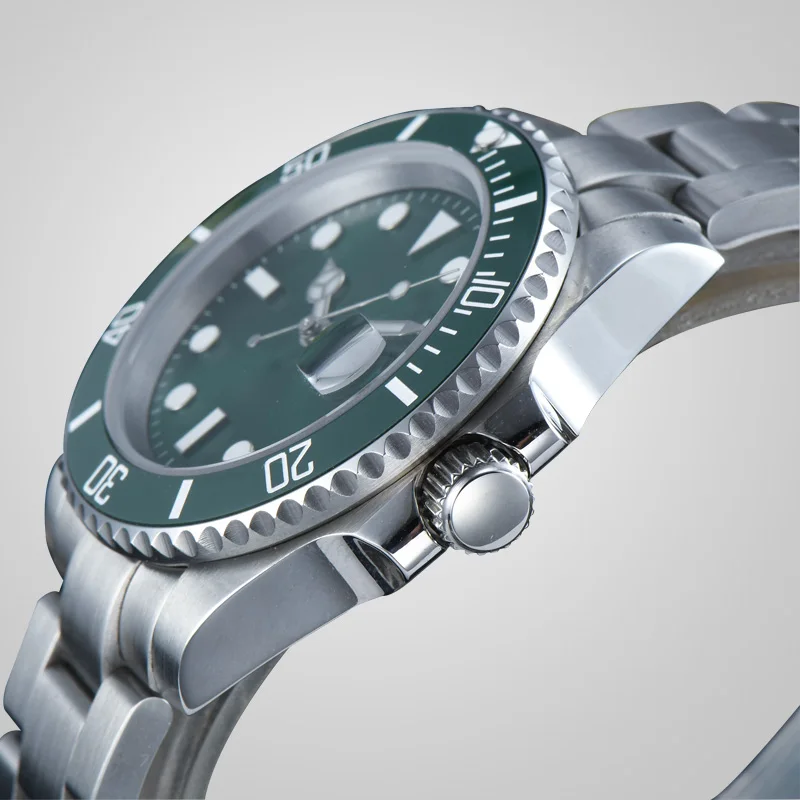 Автоматическая новые часы 40 мм зеленый циферблат сапфировое стекло световой