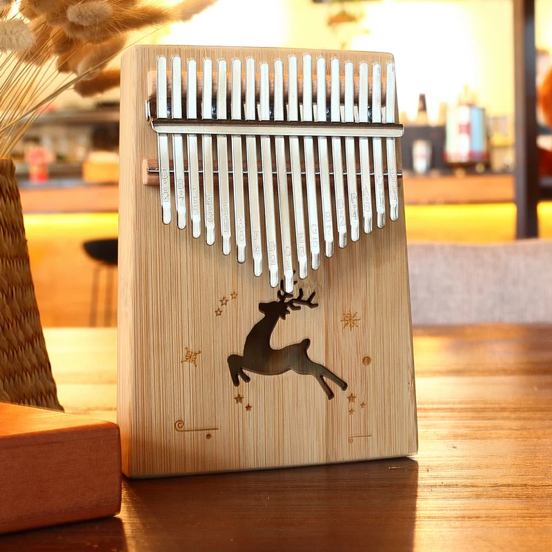 Bamboo 17 teclas Kalimba africano sólido caoba Acacia dedo pulgar Piano 17 teclas de madera maciza Kalimba instrumento Music