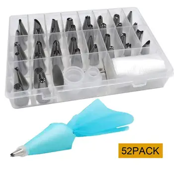 

With Number 52 Pieces Decorating Nozzle TPU Decorating Pouch Decorating Nail Adapter Baking Tool